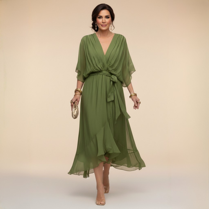 Monica V-neck chiffon dress