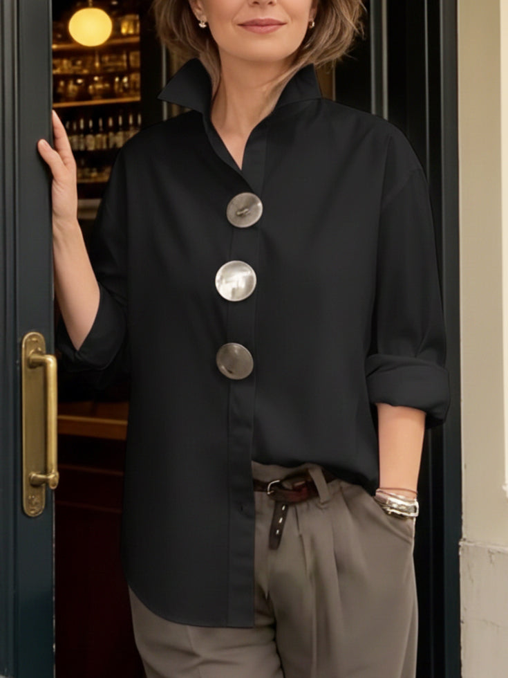 Glenda | Stand Collar Button Blouse