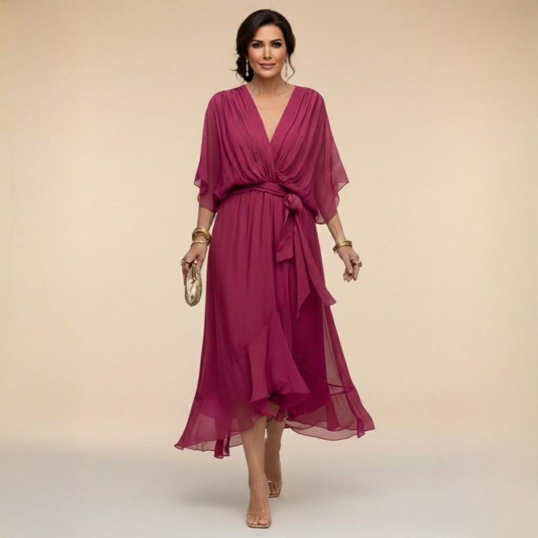 Monica V-neck chiffon dress