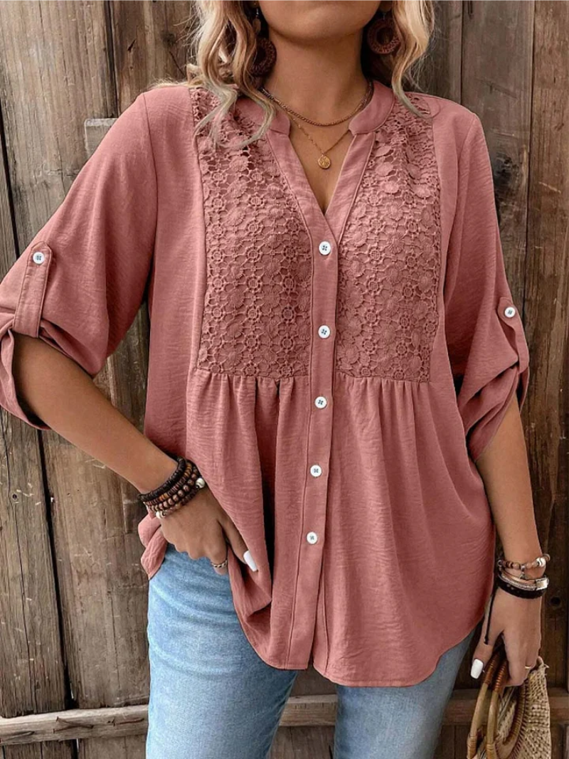 Lora – V-Neck Button Blouse