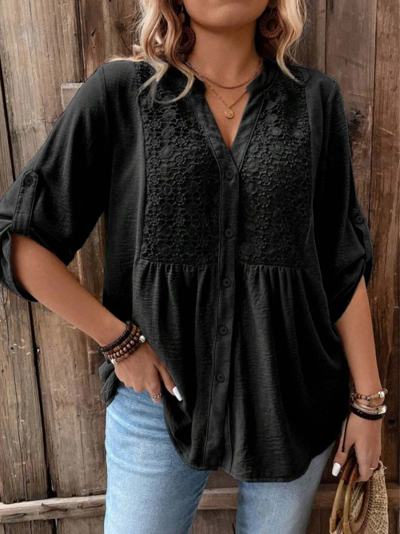 Lora – V-Neck Button Blouse
