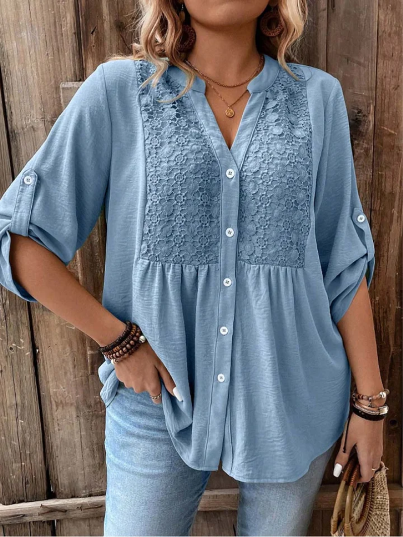Lora – V-Neck Button Blouse