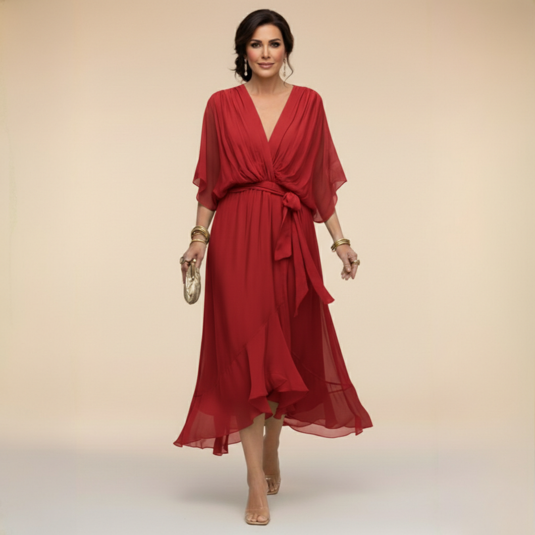Monica V-neck chiffon dress