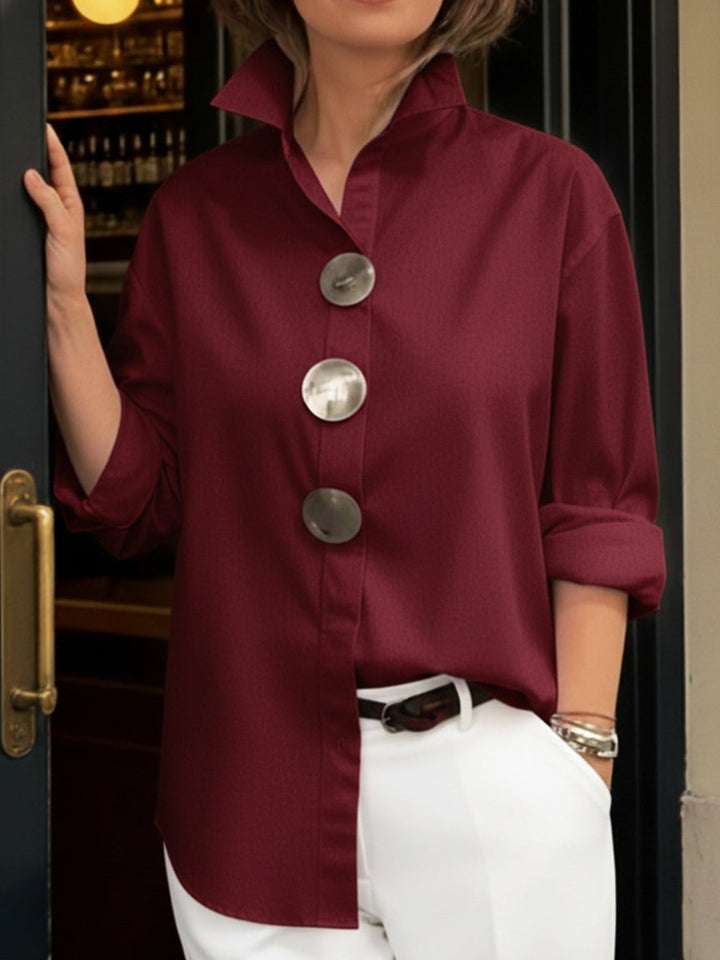 Glenda | Stand Collar Button Blouse