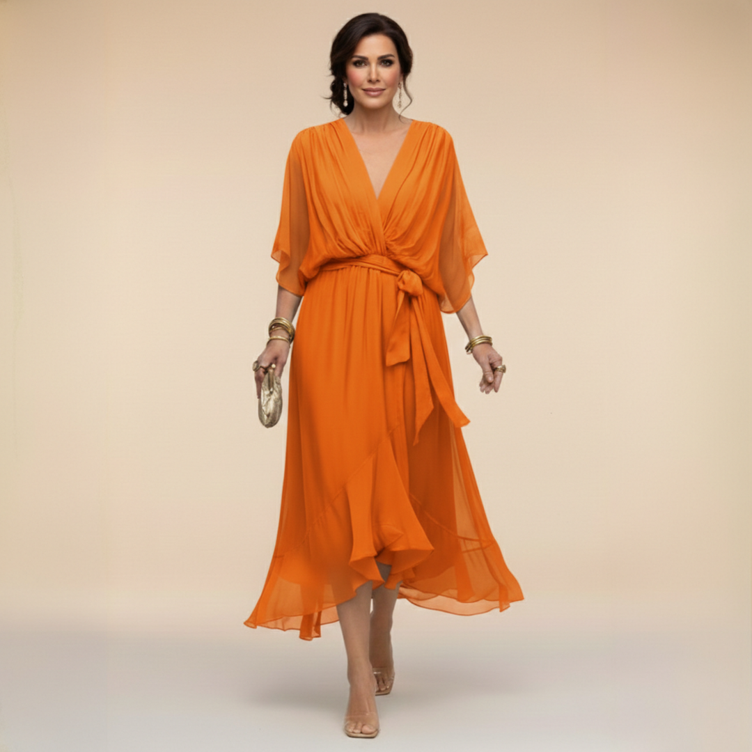 Monica V-neck chiffon dress