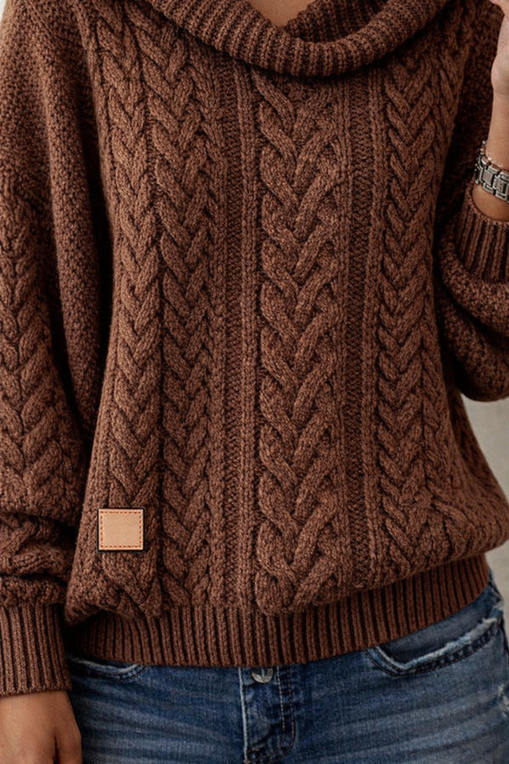 Solid Twisted Knit Sweater