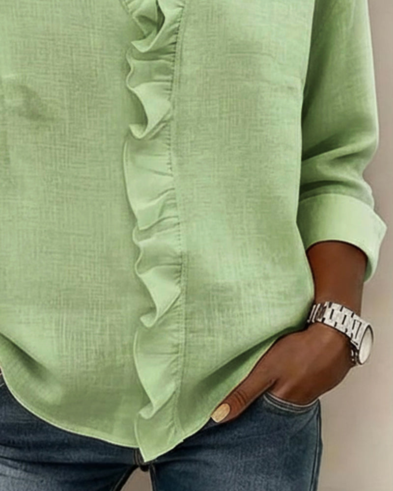 Flattering V-Neck Ruffle Blouse | Comfortable & Effortless Style